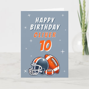 Football Ball Helmet Cartoon Happy Birthday Card