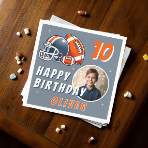 Football Ball Helmet Cartoon Photo Birthday Napkin