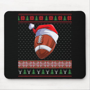 Football Ball Santa Hat Christmas Fun Ball Santa P Mouse Pad