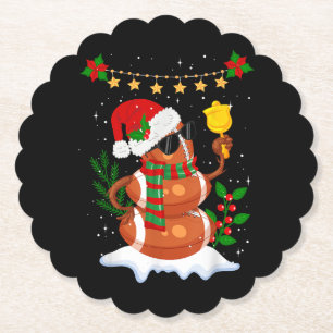 Football ball Snowman Santa Hat Merry Christmas Paper Coaster