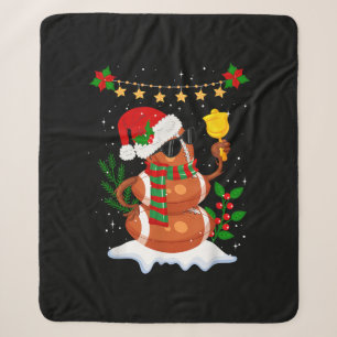 Football ball Snowman Santa Hat Merry Christmas Sherpa Blanket