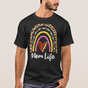 Football Basketball Mom Boho Rainbow Football Bask T-Shirt