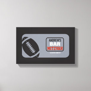 FOOTBALL Bat Bar Mitzvah Sign-In Memory Board Canvas Print