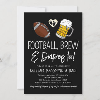 Football & Beer Baby Shower Invitation Chalkboard