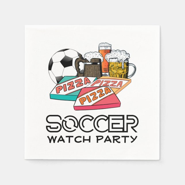 Football Beer Pizza SOCCER WATCH PARTY Napkin (Front)