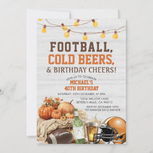 Football Beers Adult Male Birthday Adult Pumpkin Invitation