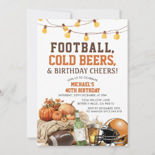 Football Beers Adult Male Birthday Adult Pumpkin Invitation