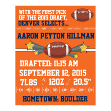 Football Birth Announcement - Orange & Blue