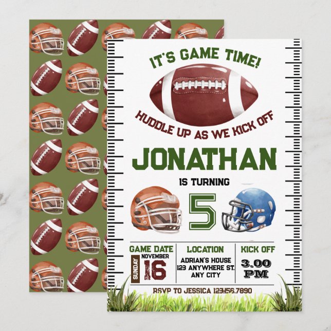 Football Birthday boy  Invitation (Front/Back)