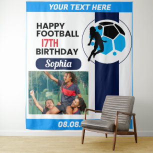 Football Birthday, Football Girl Player Backdrop Tapestry