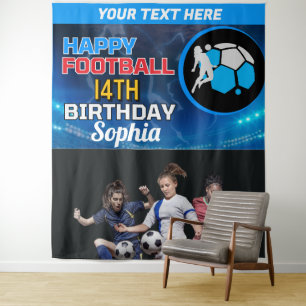 Football Birthday, Football Girl Player Backdrop Tapestry