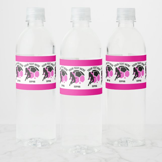 Football Birthday Gift, Football Women Girl Player Water Bottle Label (Bottles)
