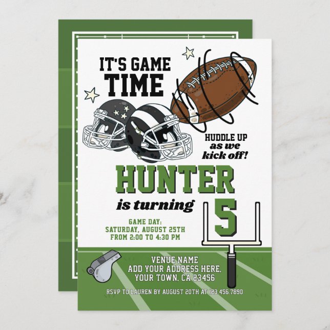 Football Birthday Invitation (Front/Back)