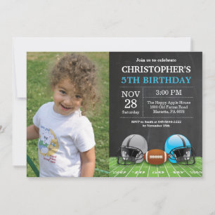 Football Birthday Invitation Birthday Party Blue