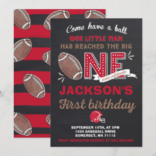 Football Birthday Invitation Football 1st Birthday