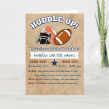 Football Birthday Invitations For Boys Huddle up !