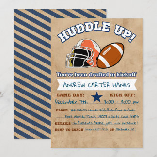 Football Birthday Invitations For Boys Huddle up !