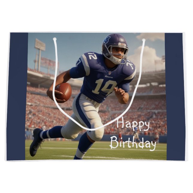 Football Birthday Large Gift Bag (Front)
