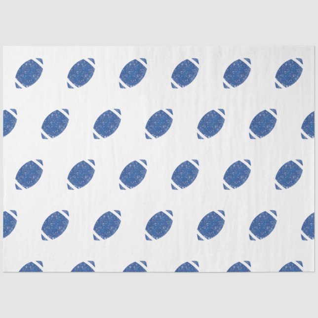 Football Birthday Party Blue White  Tissue Paper (Front)