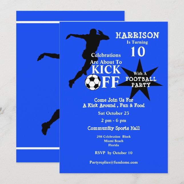 Football Birthday Party Invitation (Front/Back)