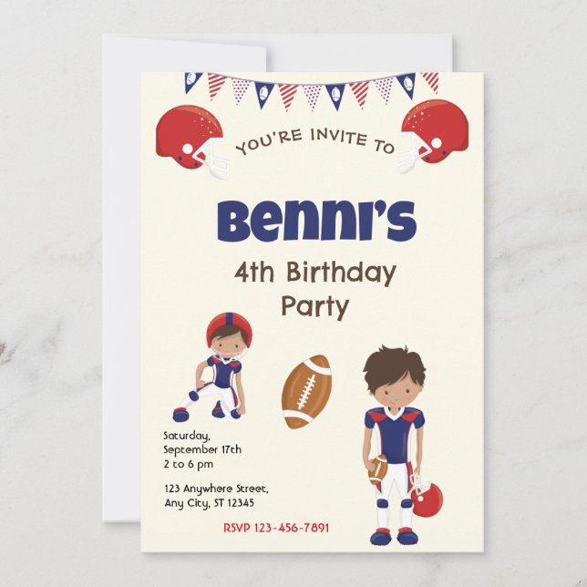 Football Birthday Party Invitation (Front)