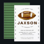 Football Birthday Party Invitation<br><div class="desc">Put your game face on and celebrate with our Football birthday party invitation. It's perfect for any age and any football themed party. Add your custom wording to this design by using the "Edit this design template" boxes on the right hand side of the item, or click the blue "Customize...</div>
