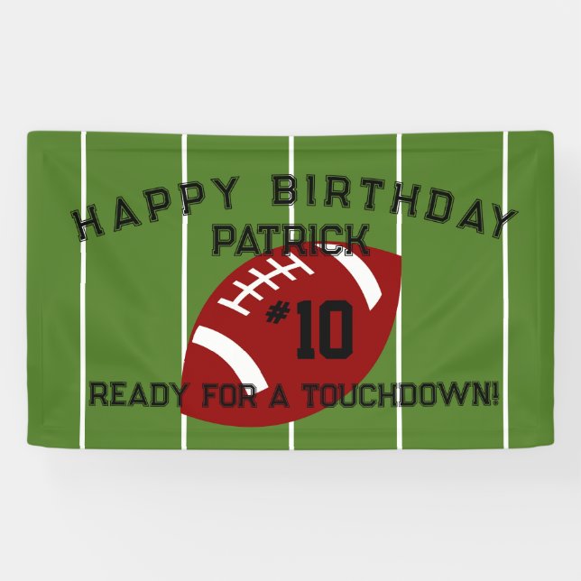Football Birthday Party Personalized Banner (Horizontal)