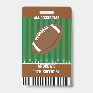Football Birthday Party VIP Pass Badge