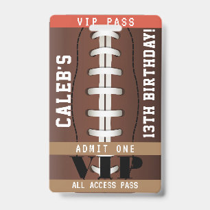 Football Birthday Party VIP Pass Badge