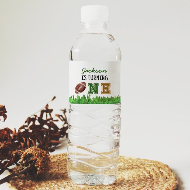 Football Birthday Party Water Bottle Label (Creator Uploaded)