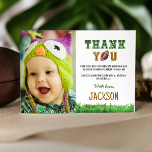 Football Birthday Photo Thank You Card