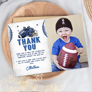 Football Birthday Photo Thank You Card