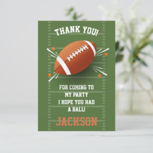 Football Birthday Thank you Card