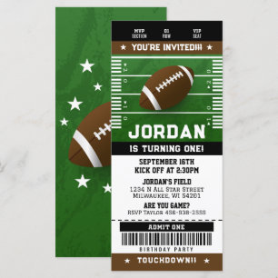 Football Birthday Ticket Invitation Sports