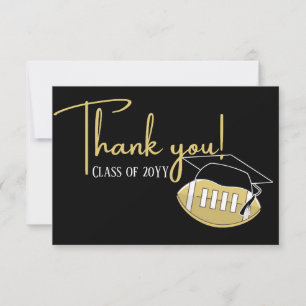  Football Black Gold Volleyball Graduation  Thank You Card