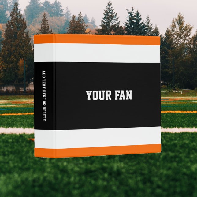 Football Black, Orange & White Personalized Binder (Creator Uploaded)