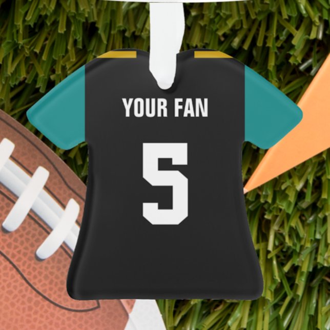 Football Black, Teal & Gold Jersey Ornament (Creator Uploaded)