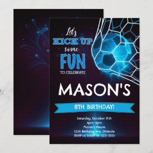Football Blue Glow Invitation Anniversaire