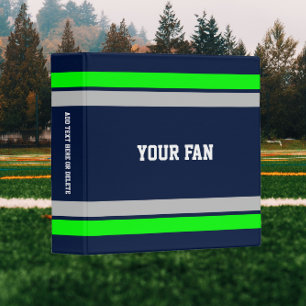 Football Blue, Green & Grey Personalized Binder