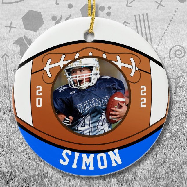 Football Blue White Team Colours Ceramic Ornament (Creator Uploaded)