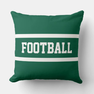 FOOTBALL Bold Athletic Hunter Green White Stripes Throw Pillow