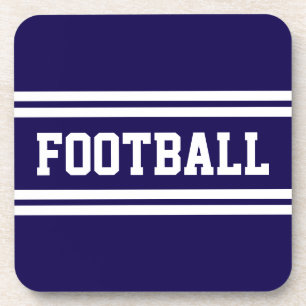 FOOTBALL Bold Bright Blue White Racing Stripes Coaster
