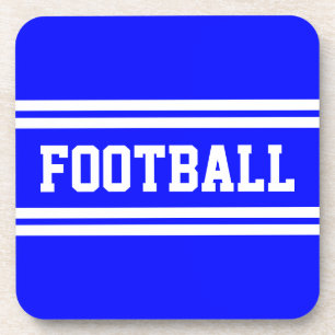 FOOTBALL Bold Bright Blue White Racing Stripes Coaster