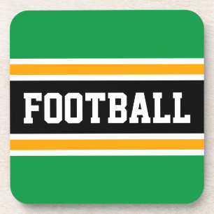 FOOTBALL Bold Bright Green Yellow Black Stripes Coaster