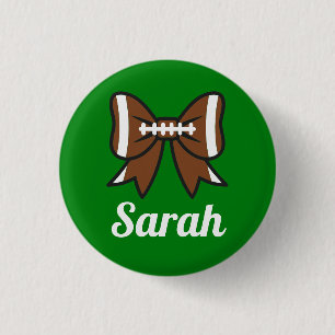 Football Bow Cheer Cheerleader 1 Inch Round Button