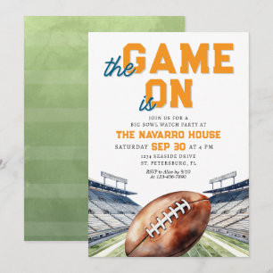 Football Bowl Game Watch Party Invitation