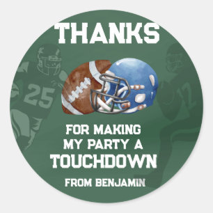 Football Boy Birthday Party Favour Classic Round Sticker