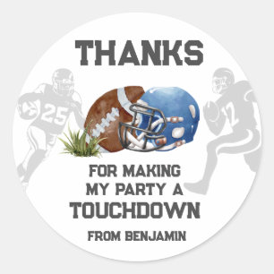 Football Boy Birthday Party Favour Classic Round Sticker