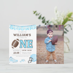 Football Boy First Birthday Invitation Card Photo