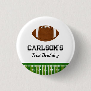 Football Boy First Birthday Party 1 Inch Round Button